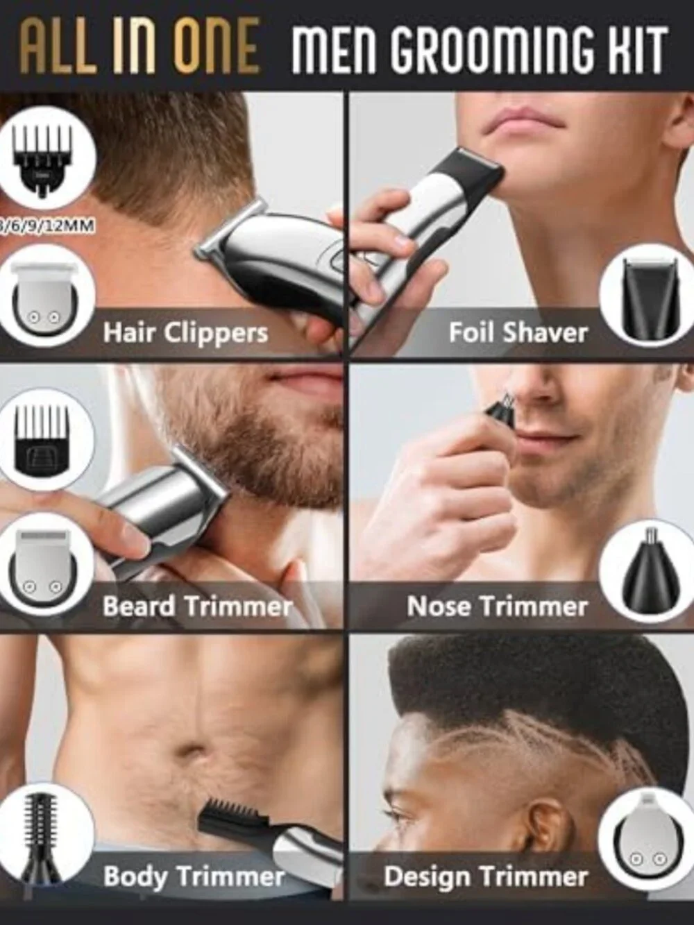 Waterproof Electric Beard Trimmer & Grooming Kit for Men - Precision Hair